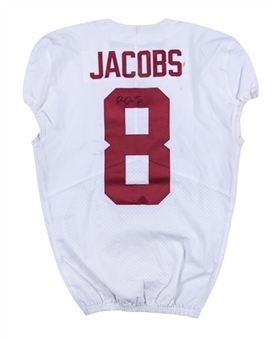 2018 Josh Jacobs Sugar Bowl Game Used & Signed Alabama Crimson Tide White Jersey Used on 1/1/18 (JSA)